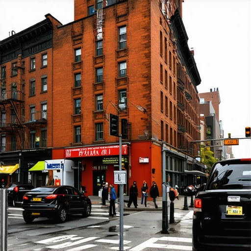 Local businesses and community gathering in NYC neighborhood