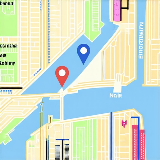 NYC Map Optimization Illustration Illustration of NYC map showing business locations with SEO icons.