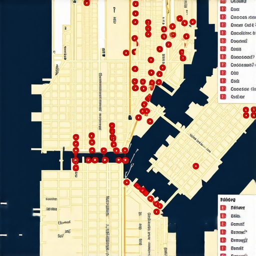 NYC Local Business Map Visualization Map of Manhattan showing local business rankings and locations.