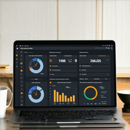 Laptop screen showing SEO analytics with NYC map background