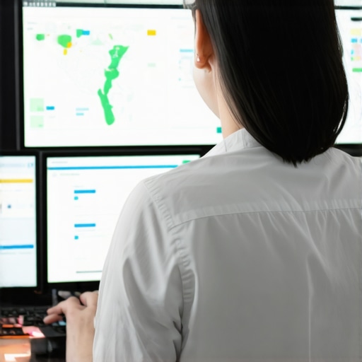 Individual analyzing local SEO data on a computer setup in Manhattan