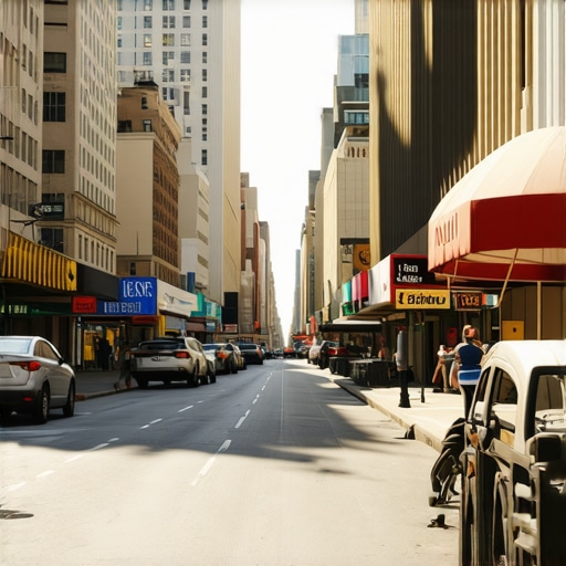 Street view of Manhattan with Google Maps marker highlighting local shops