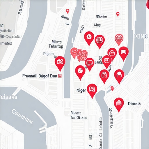 Map of New York City highlighting local business locations with SEO markers.