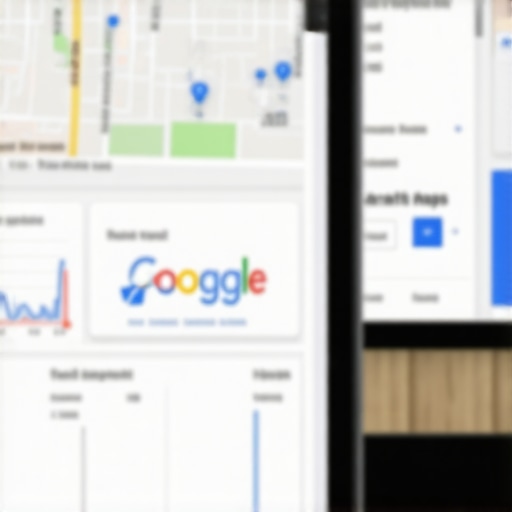 Business analytics dashboard displaying Google Maps rankings and local search data.